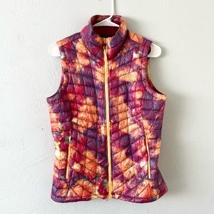North Face Puffy Vest Thermoball Tie Dye Pink Orange
